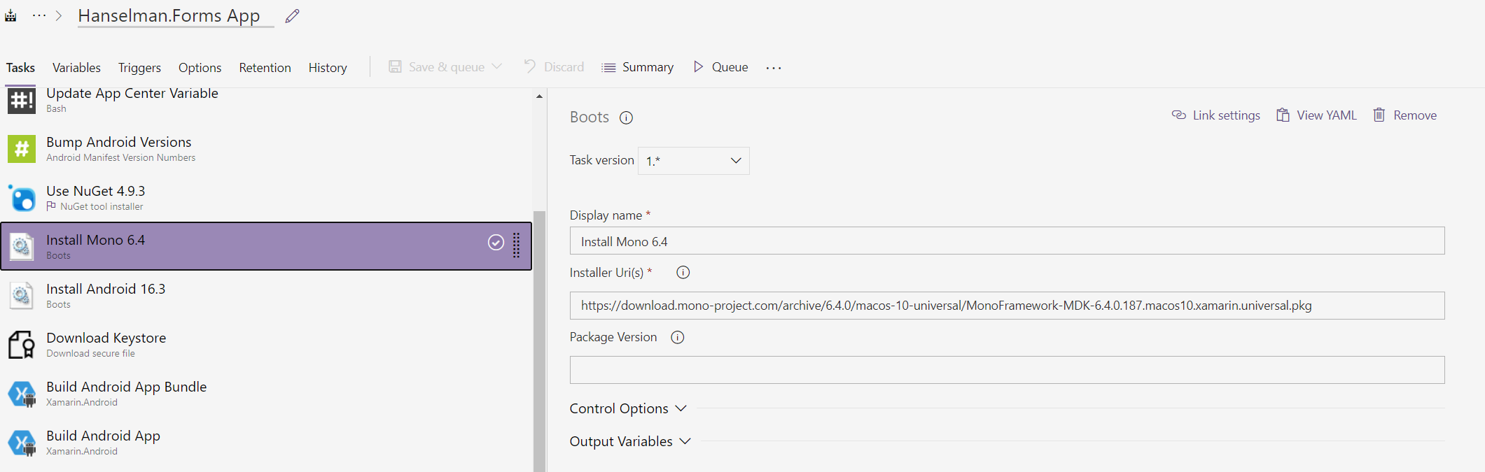 Boots task in Azure DevOps installing Mono 6.4.0