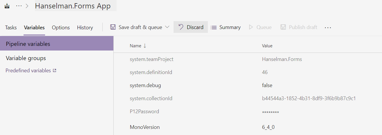 Variable in Azure DevOps specifying Mono 6.4.0