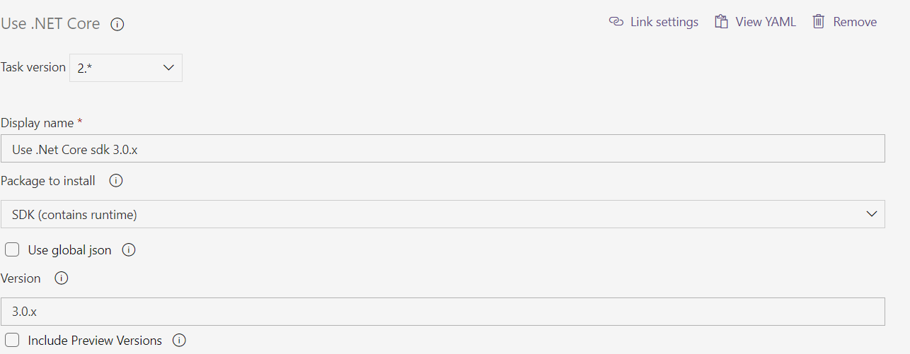 .NET-Core version task in Azure DevOps