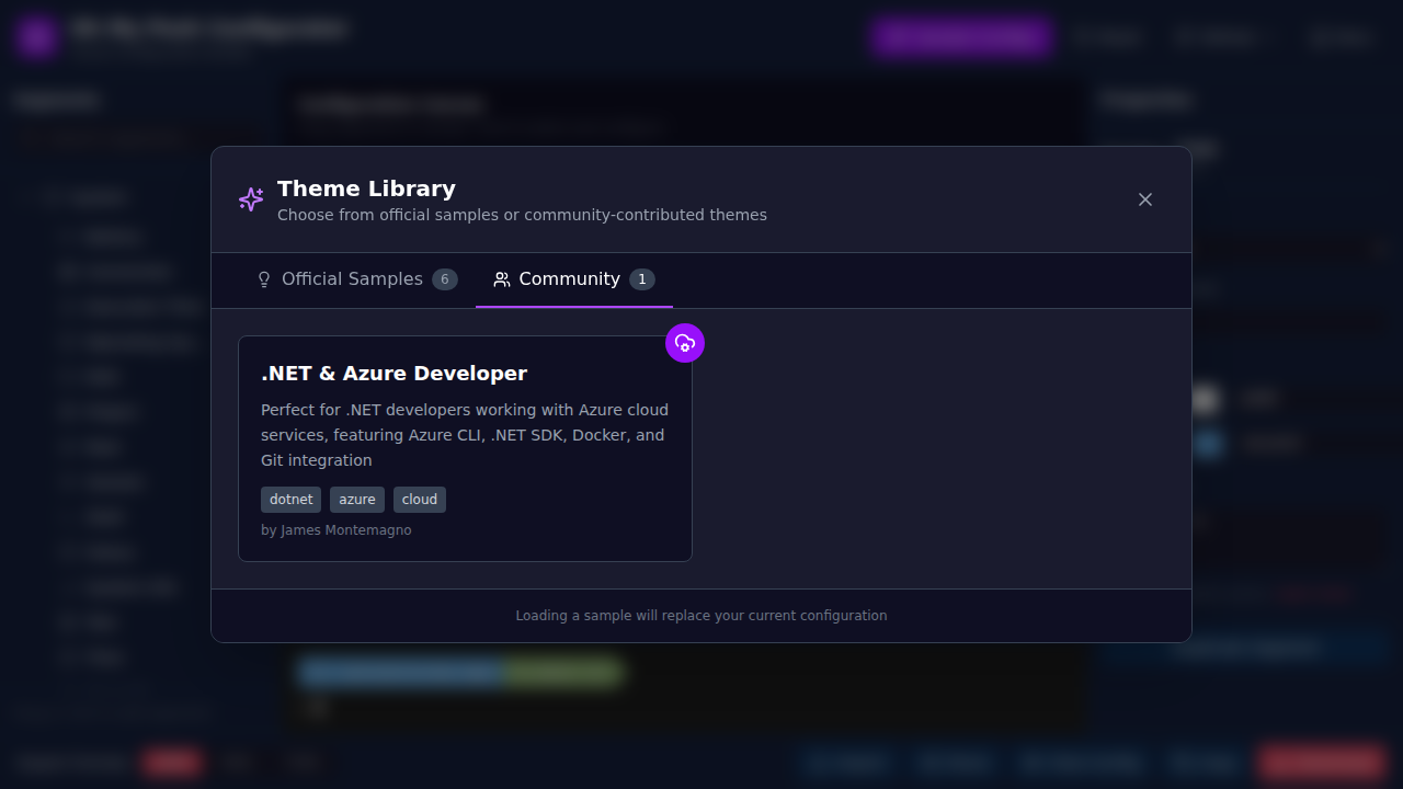 Community-contributed themes available in the Theme Library