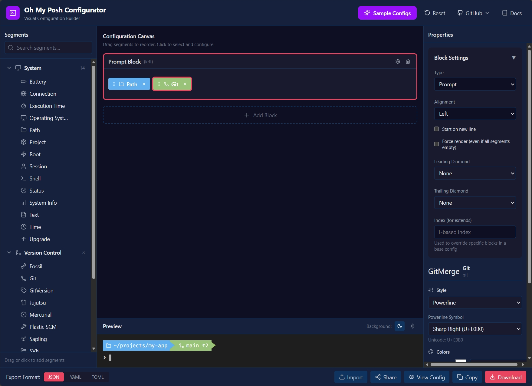 Click any segment to customize its colors, style, and template
