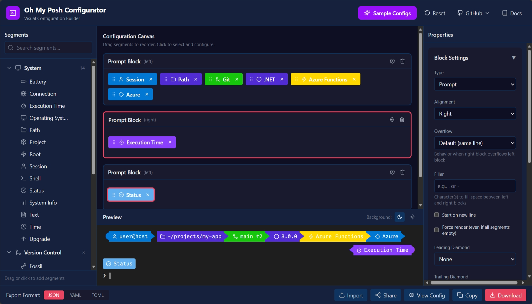 The Languages category expanded showing 26+ programming language segments